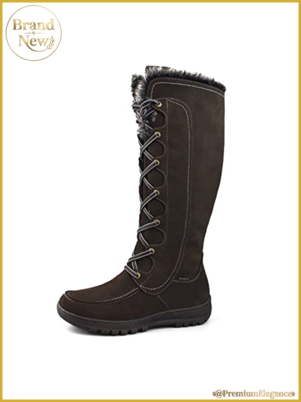 Waterproof Suede Leather Tall Winter Boots Warm Lined Insulated Snow Boots